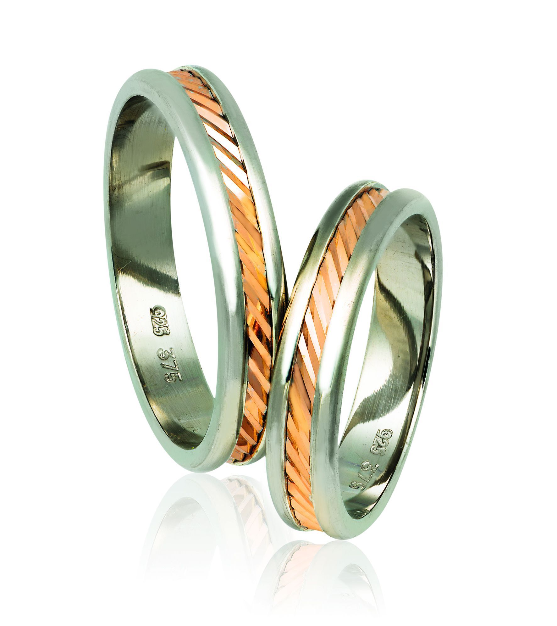 White gold & rose gold wedding rings 4.3mm (code A74r)